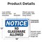 Signmission No Glassware Allowed, 18 in W x Rectangle, Plastic OS-2PACK-NS-P-1218-L-14635 - alternate 4